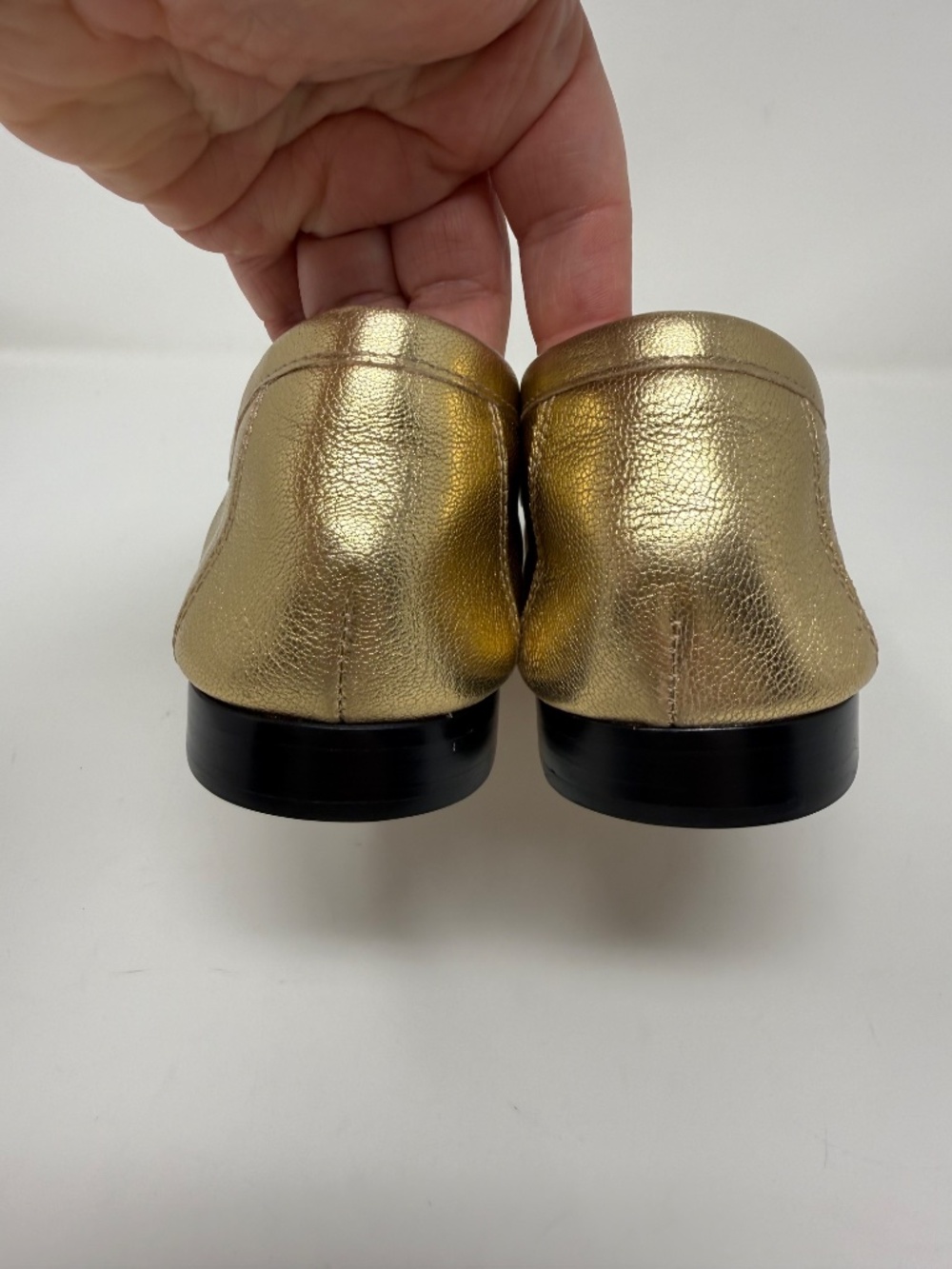 New Veronica Beard Penny Metallic Leather Loafer Gold Sz 9 - Picture 6 of 15